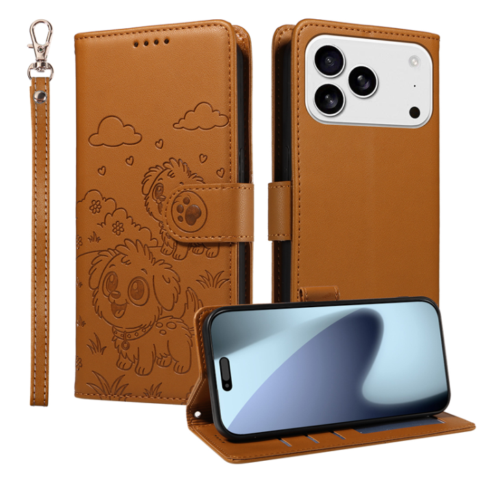 A-One Brand - iPhone 17 Pro Plånboksfodral RFID med handledsrem - Brun