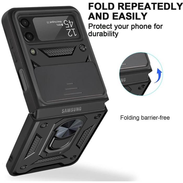 A-One Brand - Galaxy Z Flip 4 Skal Ringhållare Kickstand - Svart