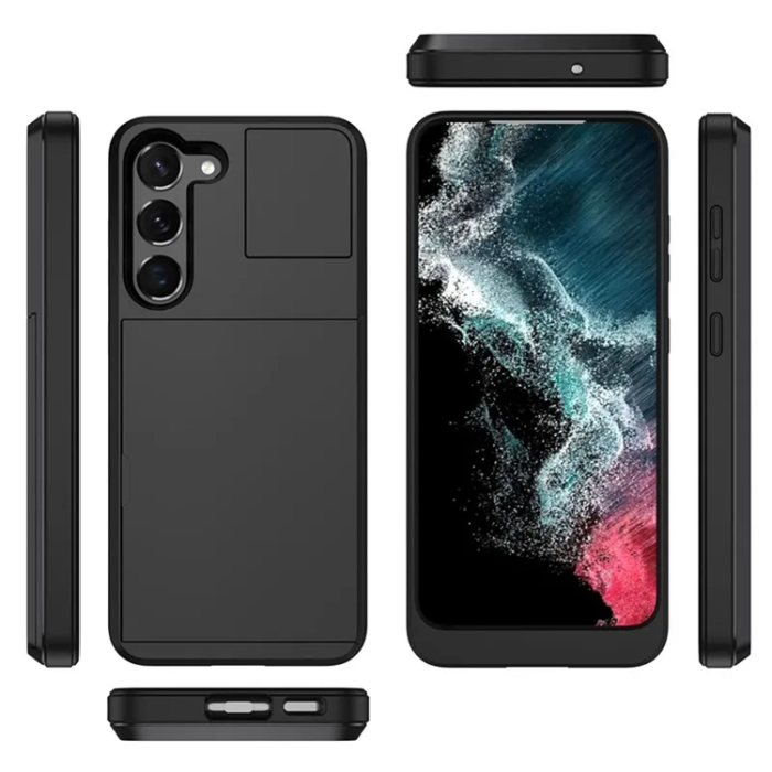A-One Brand - Galaxy S23 Plus Mobilskal Korthållare Anti-drop - Svart