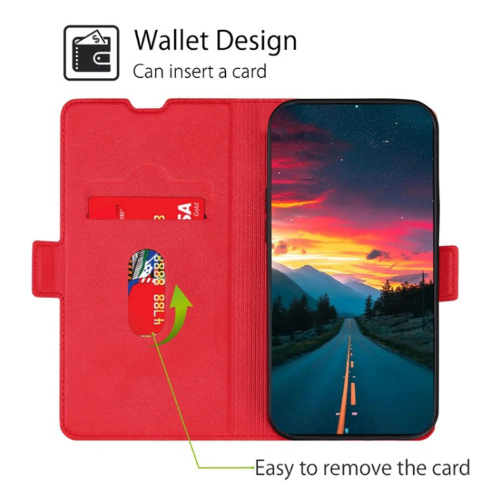 OEM - Xiaomi 13 Lite Plånboksfodral Dual Magnetic Clasp - Röd