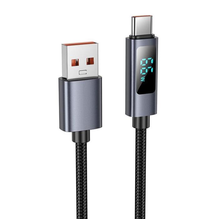 Hoco - HOCO USB-A till USB-C Kabel 5A 1m med Display X112 - Svart