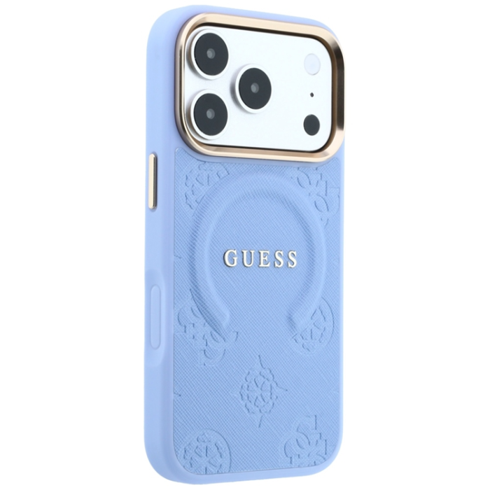 Guess - Guess Mobilskal För iPhone 18 Pro Max Magsafe Saffiano Peony - Ljusblå