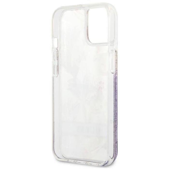 Guess - Guess iPhone 13 mini Skal Flower Liquid Glitter - Lila