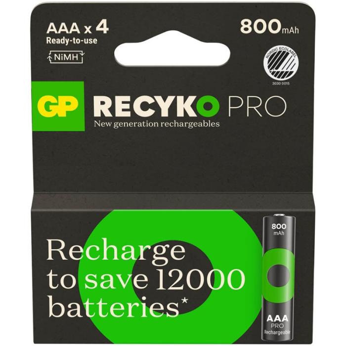 GP - GP Batteri Recyko Pro NiMH AAA HR03 800mAh 4-Pack