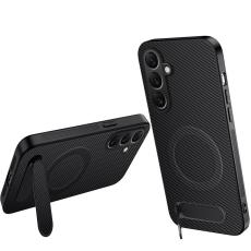WANLONFENG - WANLONFENG Mobilskal f&ouml;r Samsung Galaxy S26 Plus Magnetiskt Kickstand - Svart