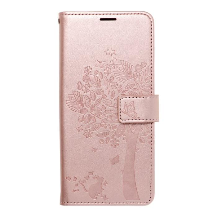 OEM - MEZZO plånboksfodral för Samsung A34 5G trä roséguld