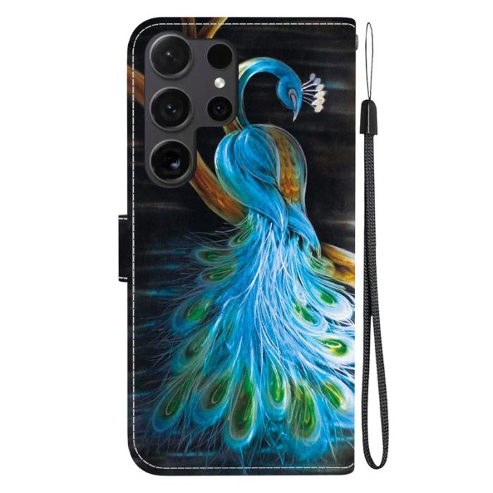 OEM - Plånboksfodral för Samsung Galaxy S26 Ultra Mönstertryckt Konstläder - Påfågel