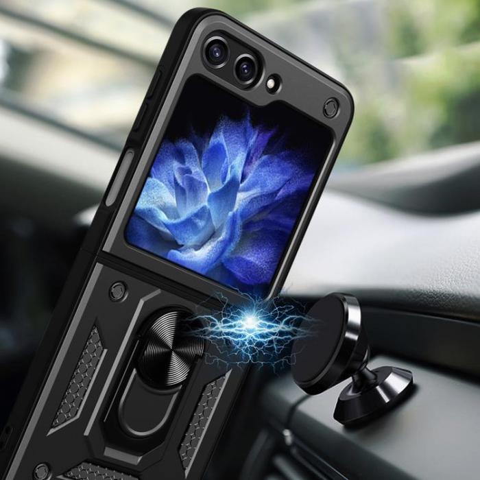 OEM - Galaxy Z Flip 5 Mobilskal Hybrid Armor Camshield - Svart