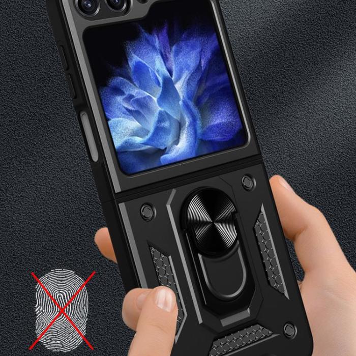 OEM - Galaxy Z Flip 5 Mobilskal Hybrid Armor Camshield - Svart