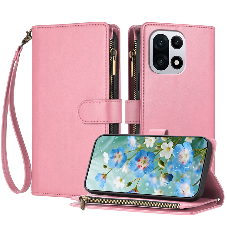 OnePlus 15 5G Konstläder Plånboksfodral Zipper Shockproof (Rosa) | 2353 | AlltMobil