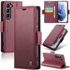 Caseme - CASEME Pl&aring;nboksfodral Konstl&auml;der f&ouml;r Samsung Galaxy S21 5G/4G - R&ouml;d