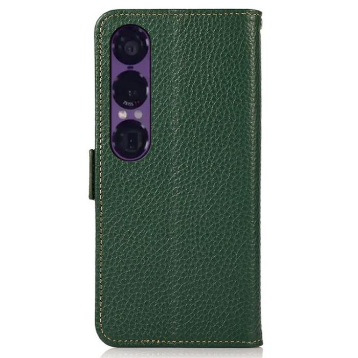 KHAZNEH - KHAZNEH Sony Xperia 1 VII Plånboksfodral RFID Äkta läder - Grön