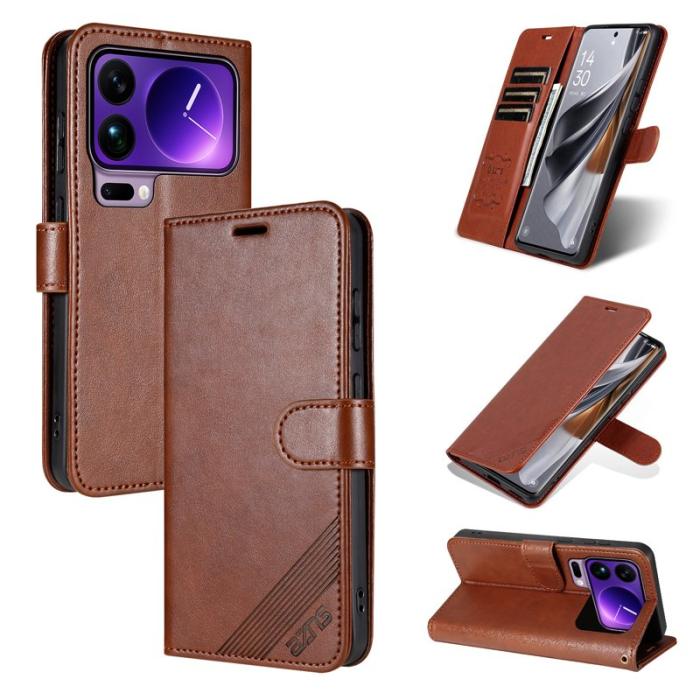 AZNS - AZNS Xiaomi 17 Pro Plånboksfodral Anti-Scratch Konstläder - Brun