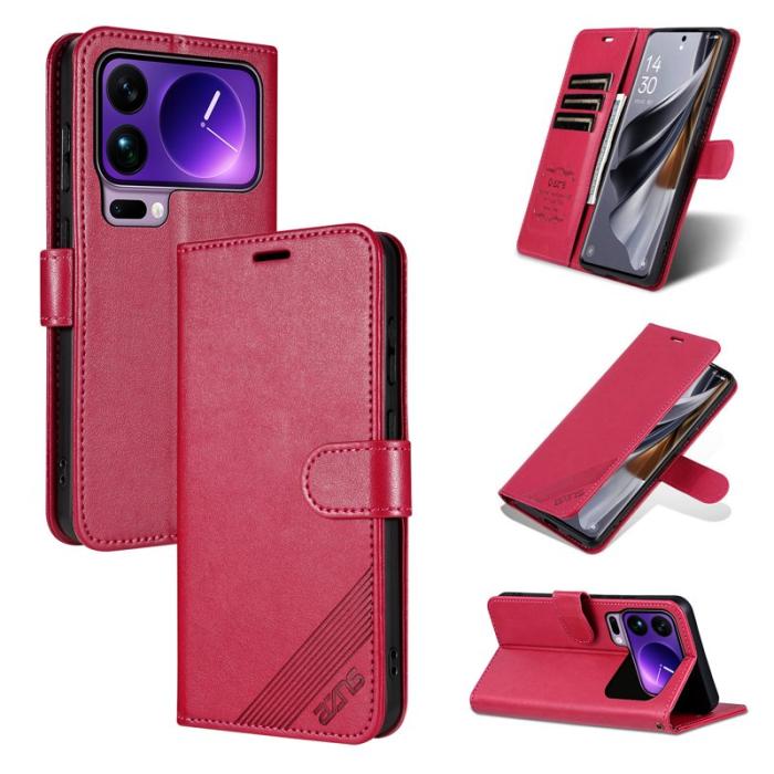 AZNS - AZNS Xiaomi 17 Pro Plånboksfodral Anti-Scratch Konstläder - Röd