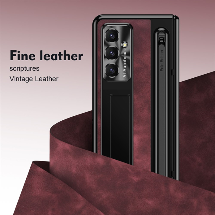 A-One Brand - Galaxy Z Fold 7 Mobilskal Kickstand med Stylus - Vinröd