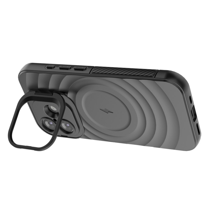 A-One Brand - iPhone 17 Mobilskal MagSafe Ripple Texture Kickstand - Svart