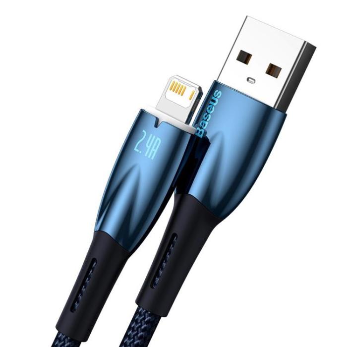 UTGATT1 - Baseus USB-A Till lightning kabel 1M Glimmer Series - Blå