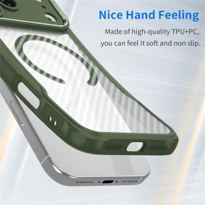 A-One Brand - iPhone 17 Pro Max Mobilskal MagSafe Carbon Fiber - Grön