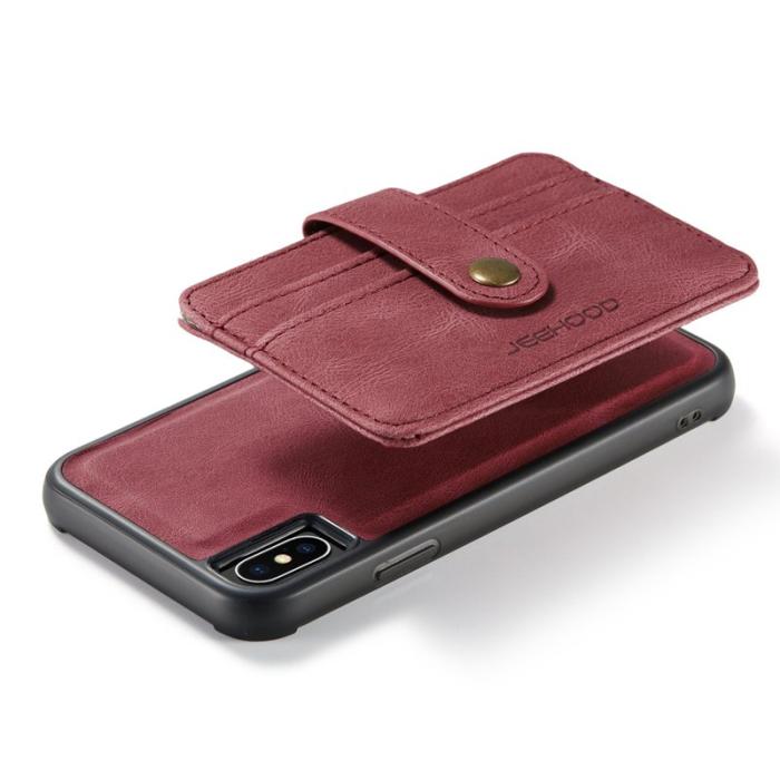 JEEHOOD - JEEHOOD Konstläder Plånboksfodral iPhone XS 5.8 tum Röd med RFID-skydd