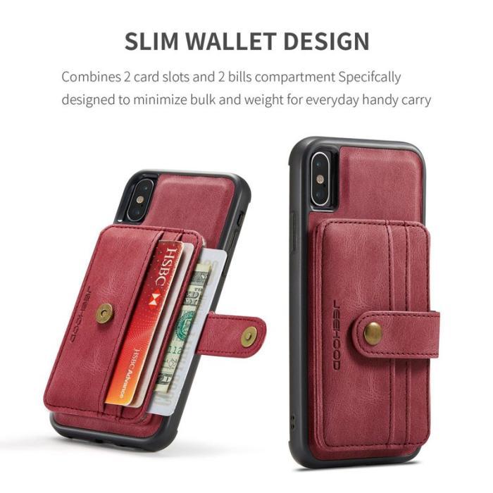 JEEHOOD - JEEHOOD Konstläder Plånboksfodral iPhone XS 5.8 tum Röd med RFID-skydd