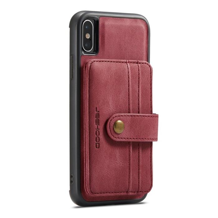 JEEHOOD - JEEHOOD Konstläder Plånboksfodral iPhone XS 5.8 tum Röd med RFID-skydd