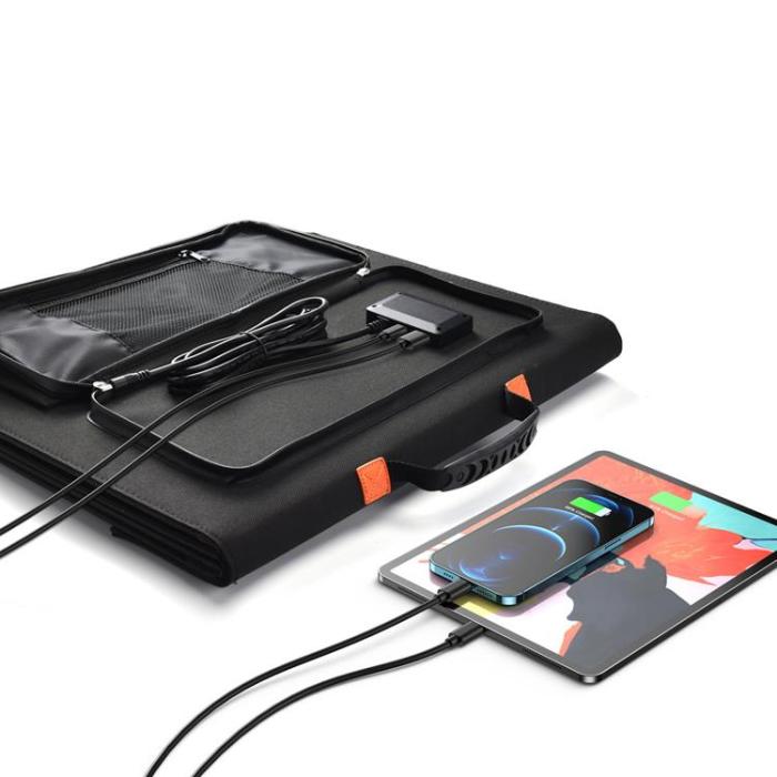 Choetech - Choetech Foldable Solladdare 120W Typ-C Till 2x USB- Svart