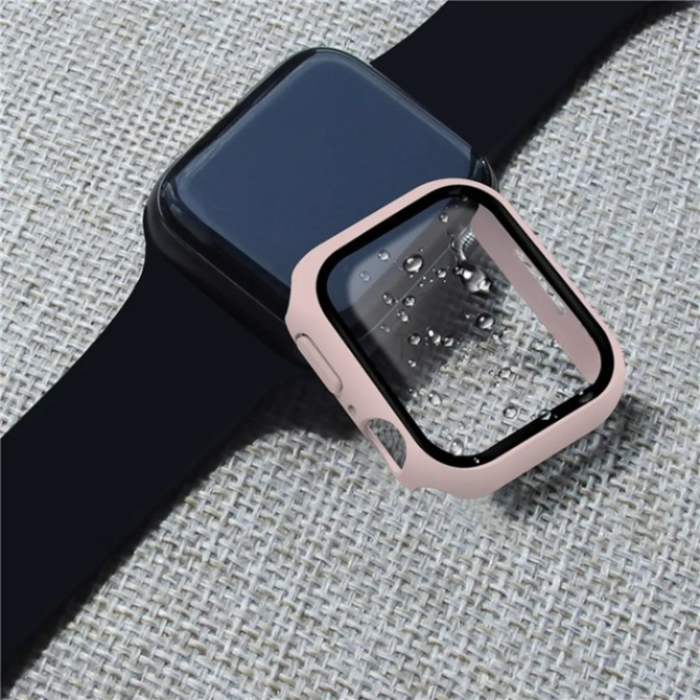 OEM - 2-i-1 Skal med Hädat glas Apple Watch 7/8 (45mm) - LjusRosa