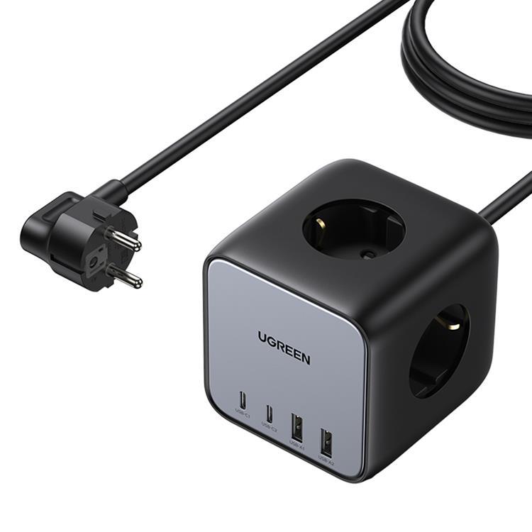 Ugreen Cube Väggladdare 65W USB/USB-C/3x AC Strip - Svart | 505295 | AlltMobil