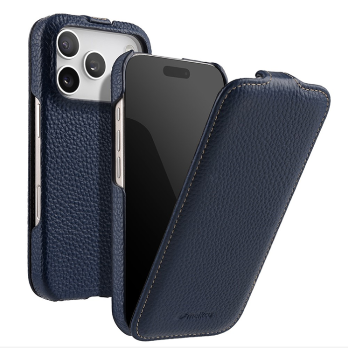 Melkco - MELKCO iPhone 17 Pro Mobilskal MagSafe Äkta Läder+PC - Blå