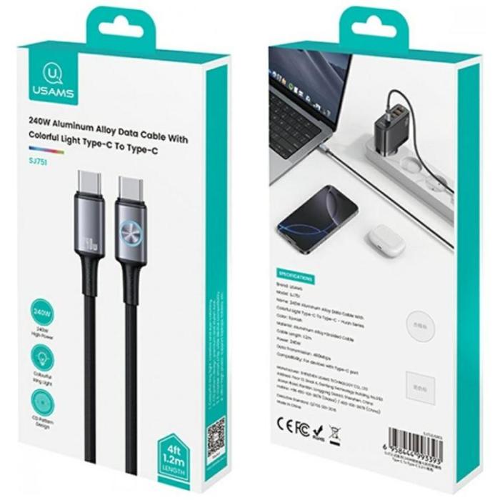 USAMS - USAMS USB-C Till USB-C Kabel 240W 1.2m Huan - Tarnish