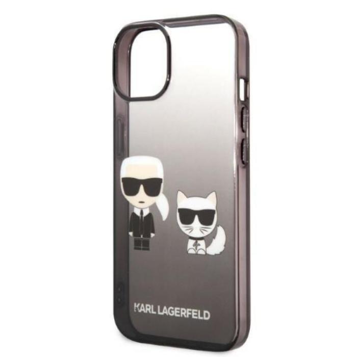 KARL LAGERFELD - Karl Lagerfeld iPhone 14 Skal Gradient Ikonik Karl & Choupette - Svart