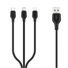 BASEUS - XO 3in1 USB - Lightning/USB-C/MicroUSB 1m Kabl 2.1A- Svart