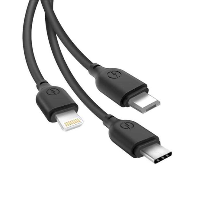 BASEUS - XO 3in1 USB - Lightning/USB-C/MicroUSB 1m Kabl 2.1A- Svart