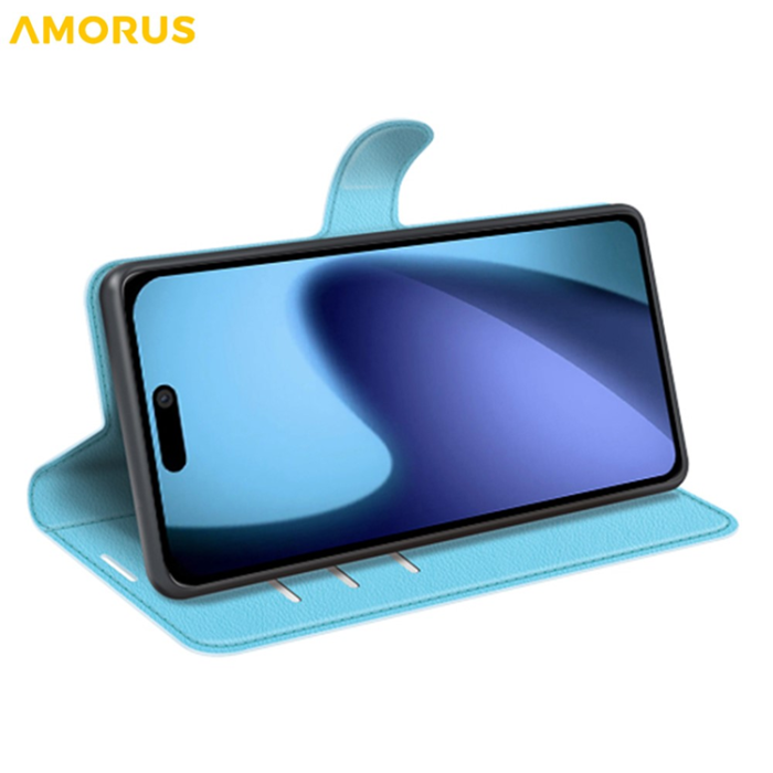Amorus - AMORUS iPhone Air Plånboksfodral Flipstativ Litchi - Blå