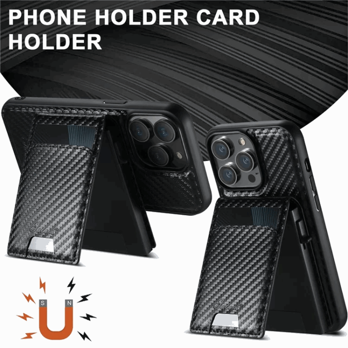 SUTENI - SUTENI iPhone 15 Pro Max Mobilskal Magsafe Korthållare Carbon Fiber