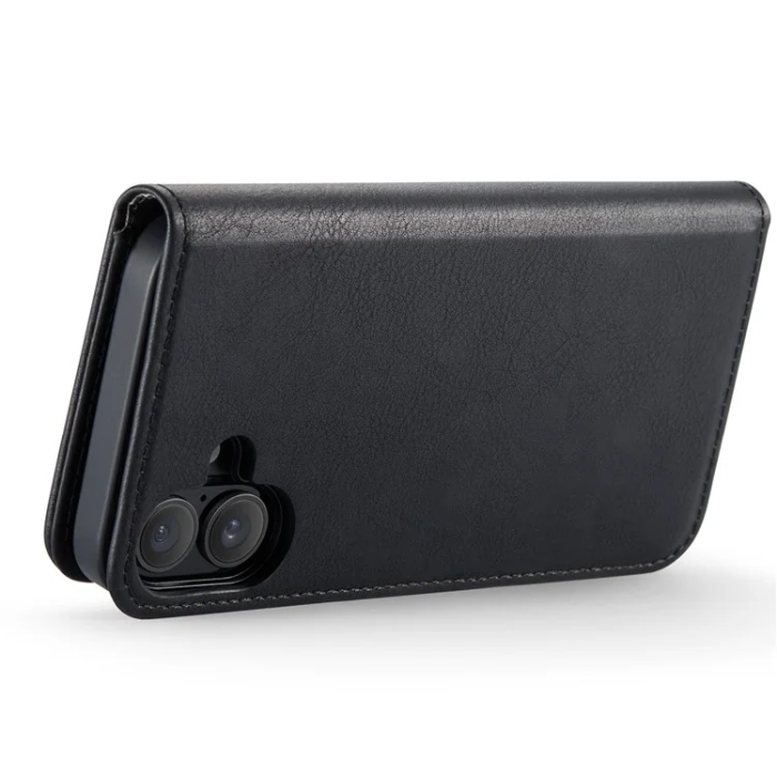 DG.MING - DG.MING iPhone 16 Plånboksfodral Split Läder - Svart