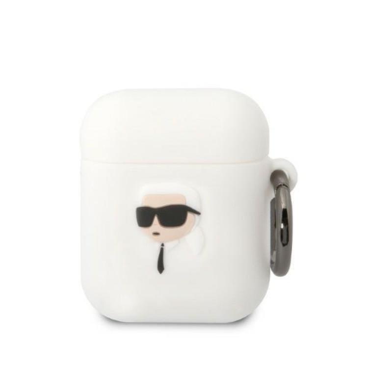 KARL LAGERFELD AirPods 1/2 Skal Silicone Karl Head 3D - Vit | 2353 | AlltMobil