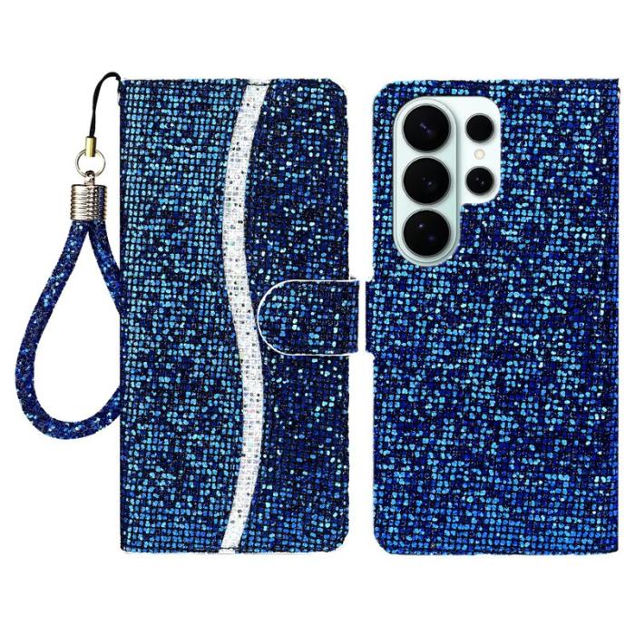 OEM - Samsung Galaxy S26 Ultra Fodral PU Läder Glittrande - Blå