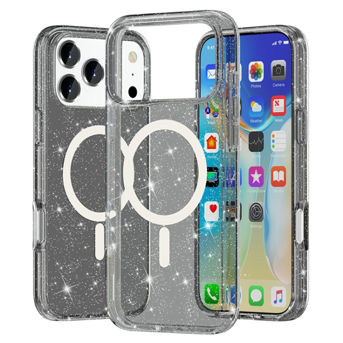A-One Brand - iPhone 17 Pro Mobilskal MagSafe Puderglitter - Svart