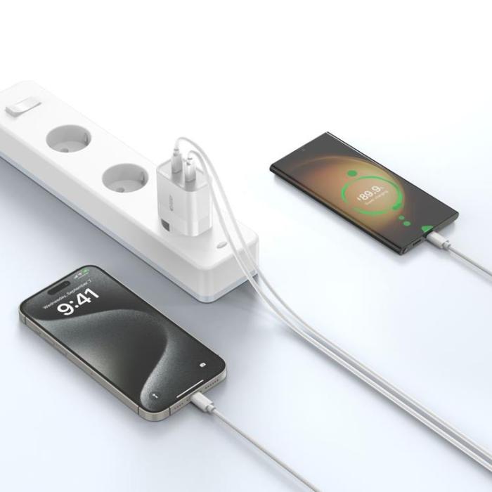 Tech-Protect - Tech-Protect Väggladdare 2-Port Type-C - Vit