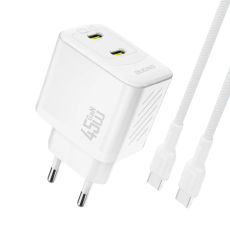 Dudao - Dudao V&auml;ggladdare A28PCEU PD 45W GaN 2xUSB-C med USB-C Kabel 1m - Vit