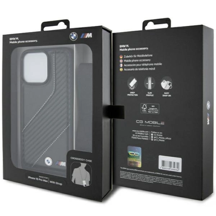BMW - BMW iPhone 15 Pro Halsbandsskal M Edition Carbon Stripe