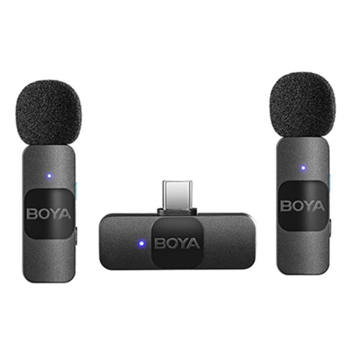 BOYA - BOYA Trådlös Mini Lavaliermikrofon USB-C 2.4Ghz 2 Sändare + 1 Mottagare BY-V20