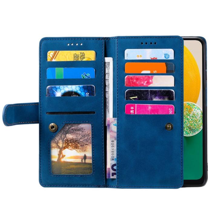 OEM - Samsung Galaxy S26 / S26 Pro Fodral 9 Kortfack Dragkedja Konstläder - Blå