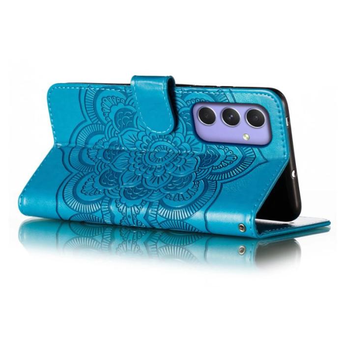 OEM - Samsung Galaxy S26 Plånboksfodral Konstläder Mandala Tryck - Blå