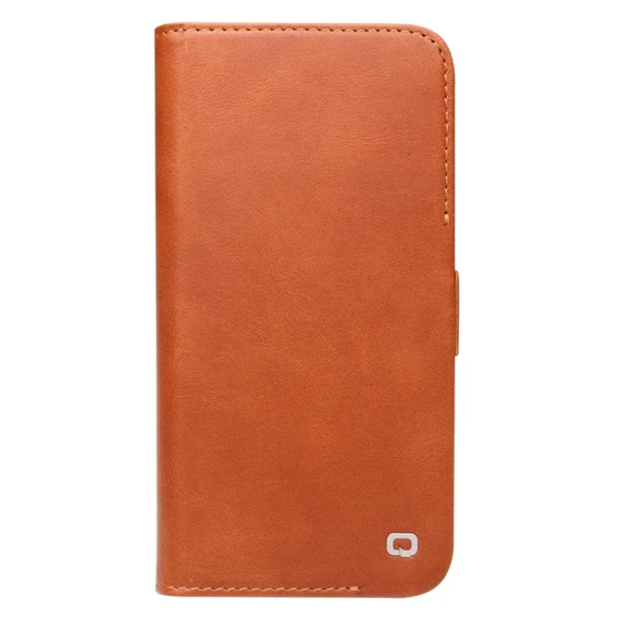 QIALINO - Qialino iPhone 14 Plånboksfodral Äkta Läder Magnetic - Brun
