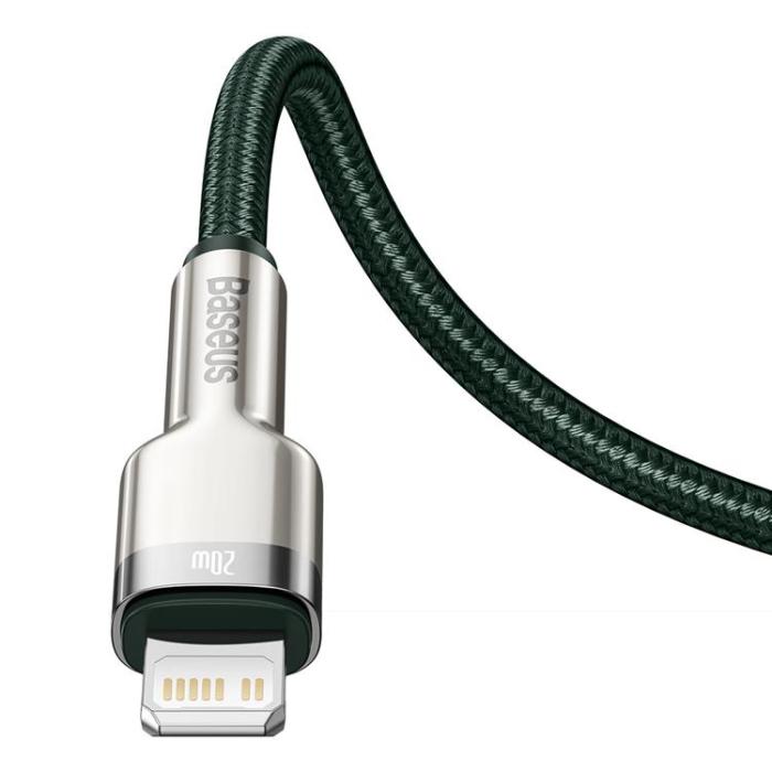 BASEUS - Baseus USB-C Till Lightning Kabel 20W 1m Cafule Metal PD Grön
