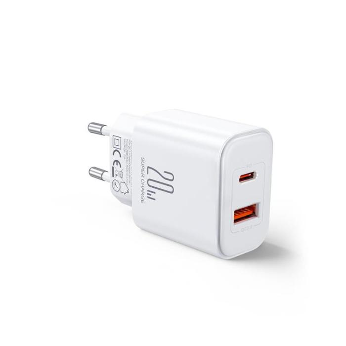 Joyroom - Joyroom EU USB-A to USB-C Väggladdare 20W USB-C Kabel - Vit