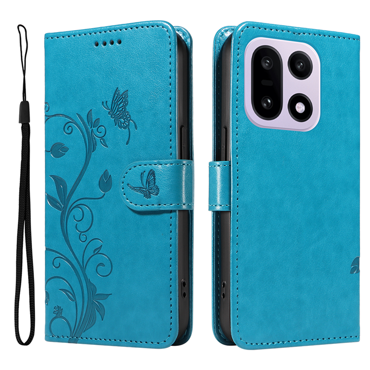 OnePlus 15 5G Plånboksfodral Flower Pattern Konstläder (Blå) | 2353 | AlltMobil