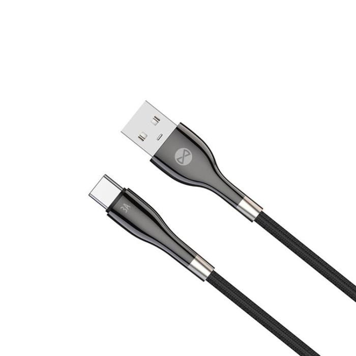 Forever - Forever Sleek USB-C till USB-A kabel 1m 3A - Svart